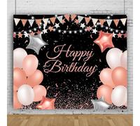 Mateju Backdrop Happy Birthday Balloon Decoration Photography Background Party Banner Suplies Photo Vinyl Backdrop, Video Live Streaming Photo Studio Props Home Decor (10x7 FT,Light Pink)