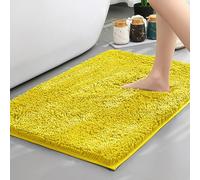 Mateju Bath Mats for Bathroom Non-Slip Rectangle Chenille Bathroom Rug Absorbent Shower for Bath and Tub Toilet, Red Series Encryption Mat for Children Pets Cats (Lemon Yellow,50x80CM)