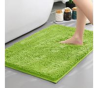 Mateju Bath Mats for Bathroom Non-Slip Rectangle Chenille Bathroom Rug Absorbent Shower for Bath and Tub Toilet, Red Series Encryption Mat for Children Pets Cats (Lime Green,40x60CM)