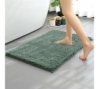 Mateju Bath Mats for Bathroom Non-Slip, Soft Chenille Bathroom Rug Absorbent Shower Machine Washable for Bath and Tub Toilet, Snuffle Mat for Dogs and Puppies (50 * 80CM,Black Green)
