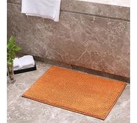 Mateju Bath Mats for Bathroom Non-Slip Soft Chenille Bathroom Rug Absorbent Shower Machine-Washable for Bath and Tub Toilet, Snuffle Mat for Adult Children Pets Dogs (40x60CM,Orange)
