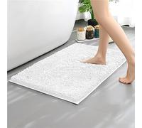 Mateju Bath Mats for Bathroom Non-Slip, Soft Chenille Bathroom Rug Absorbent Shower Machine Washable for Bath and Tub Toilet, Snuffle Mat for Dogs and Puppies (40 * 60CM,White)