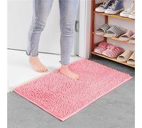 Mateju Bath Mats for Bathroom Non-Slip, Soft Chenille Bathroom Rug Absorbent Shower Machine-Washable for Bath and Tub Toilet, Snuffle Mat (40x60CM,Pink)