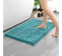 Mateju Bath Mats for Bathroom Non-Slip, Soft Chenille Bathroom Rug Absorbent Shower Machine Washable for Bath and Tub Toilet, Snuffle Mat for Dogs and Puppies (40 * 60CM,Turquoise)