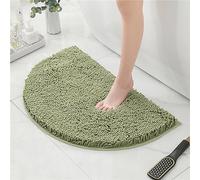Mateju Bath Mats for Bathroom Non-Slip, Soft Chenille Semi Circle Bathroom Rug Absorbent Shower Machine Washable for Bath and Tub Toilet, Snuffle Mat for Dogs and Puppies (40 * 60CM,Sage Green)