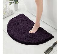 Mateju Bath Mats for Bathroom Non-Slip, Soft Chenille Semi Circle Bathroom Rug Absorbent Shower Machine Washable for Bath and Tub Toilet, Snuffle Mat for Dogs and Puppies (40 * 60CM,Black Purple)