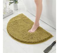 Mateju Bath Mats for Bathroom Non-Slip, Soft Chenille Semi Circle Bathroom Rug Absorbent Shower Machine Washable for Bath and Tub Toilet, Snuffle Mat for Dogs and Puppies (40 * 60CM,Straw Yellow)