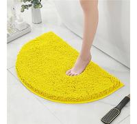 Mateju Bath Mats for Bathroom Non-Slip, Soft Chenille Semi Circle Bathroom Rug Absorbent Shower Machine Washable for Bath and Tub Toilet, Snuffle Mat for Dogs and Puppies (40 * 60CM,Yellow)