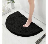 Mateju Bath Mats for Bathroom Non-Slip, Soft Chenille Semi Circle Bathroom Rug Absorbent Shower Machine Washable for Bath and Tub Toilet, Snuffle Mat for Dogs and Puppies (40 * 60CM,Black)