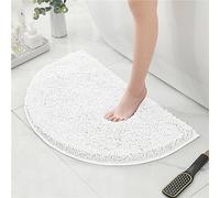 Mateju Bath Mats for Bathroom Non-Slip, Soft Chenille Semi Circle Bathroom Rug Absorbent Shower Machine Washable for Bath and Tub Toilet, Snuffle Mat for Dogs and Puppies (40 * 60CM,White)