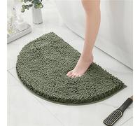 Mateju Bath Mats for Bathroom Non-Slip, Soft Chenille Semi Circle Bathroom Rug Absorbent Shower Machine Washable for Bath and Tub Toilet, Snuffle Mat for Dogs and Puppies (50 * 80CM,Olive Green)