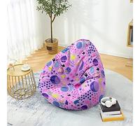 Mateju Bean Bag Chair, Beanbag Chair Adult, 3D Space Planet Bean Bag Without Filling, Plush Toy Storage Large Bean Bags, High Back Bean Bags, Suitable for Indoor Bean bag (XL,Violet Planet)