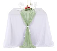 Mateju Chiffon Table Runner, Gauze Wedding Table Runner Cheese Cloth Table Runner Gauze Table Cloth Rustic Wedding Table Runner Rustic Wedding Table Decor for Cake Table (Pale Green,75x180cm)
