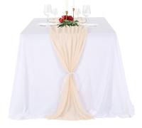 Mateju Chiffon Table Runner, Gauze Wedding Table Runner Cheese Cloth Table Runner Gauze Table Cloth Rustic Wedding Table Runner Rustic Wedding Table Decor for Cake Table (Champagne,75x180cm)