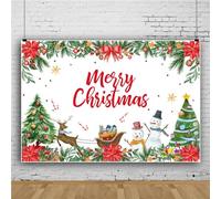 Mateju Christmas Balls Snowman Christmas Tree Photography Background Backdrop Cloth, Photo Background Cloth for Party Photoshoot Photo Studio Video Studio (Christmas Holly,6x4FT)