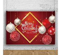Mateju Christmas New Year Photography Background Backdrop Cloth, Photo Background Cloth Non Reflective Shooting Props for Party Photoshoot Photo Studio Video Studio (5x3FT,Red Ball)
