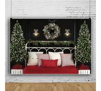 Mateju Christmas Photography Backdrop Green Christmas Tree Photography Background Cloth Xmas Party Decor Vinyl Backdrops Portrait Photo Studio Supplies Booth Props (10x7 FT,Style F)