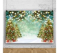 Mateju Christmas Photography Backdrop Green Christmas Tree Photography Background Cloth Xmas Party Decor Vinyl Backdrops Portrait Photo Studio Supplies Booth Props (5x3 FT,Style N)