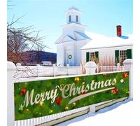 Mateju Christmas Photography Backdrop Holiday Garage Banners Christmas Background Indoor Outdoor Backdrop Decorations for Xmas New Year Birthday Family Party, 98.4x23.6 inch (Green 2)
