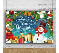 Mateju Christmas Photography Backdrop Merry Christmas Red Golden Photography Background Cloth Xmas Party Decor Vinyl Backdrops Portrait Photo Studio Supplies Booth Props (5x3 FT,Style N)