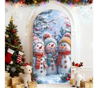 Mateju Christmas Snowman Arch Backdrop Cover, Arch Backdrop Stand Cover for Round Top, Double Sided, Spandex Elastic, for Decoration Party Ceremony Banquet (Snowman,6.6FT 100x200cm)