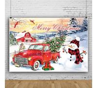 Mateju Christmas Snowman Photography Background Backdrop Cloth, Photo Background Cloth Non Reflective Shooting Props for Party Photoshoot Photo Studio Video Studio (10x7FT,Red Car)