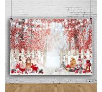 Mateju Christmas Snowman Photography Background Backdrop Cloth, Photo Background Cloth Non Reflective Shooting Props for Party Photoshoot Photo Studio Video Studio (6x4FT,Red Berries)