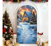 Mateju Christmas Tree Arch Backdrop Cover, Arch Backdrop Stand Cover for Round Top, Double Sided, Spandex Elastic, for Decoration Party Ceremony Banquet (Christmas Tree,6.6FT 100x200cm)