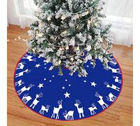 Mateju Christmas Tree Skirt 28/36/48 Inch, Xmas Tree Skirt Soft Plush Floor Base Cover Mat for New Year Party, Christmas Festive Holiday Home Decoration (blue fawn,28inch)