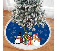 Mateju Christmas Tree Tassel Skirt 28/36/48 Inch, Xmas Tree Skirt Soft Plush Floor Base Cover Mat for New Year Party, Christmas Festive Holiday Home Decoration (blue,48inch)