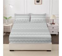 Mateju Circles Geometric Printed Fitted Sheet for Single Double King Bed, Microfiber Fitted Sheets 30cm Deep, Soft Breathable Fade Resistant Fitted Bed Sheets, No Pillowcases (Double,Gray)