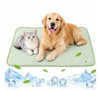 Mateju Cooling Mat for Dogs Cats, Washable Reusable Pet Cool Mat, Solid Color, Small Medium Large Dogs Training Pad Self Cooling Mat in Hot Summer, Indoor Outdoor Travel (Green,60x50cm)