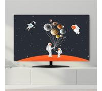 Mateju Creative Landscape TV Dust Cover Indoor Universal TV Cover for Wall Mounted Elastic Dustproof TV Screen for 32”to 85”Television/PC Display, Home Decoration (55 inches,Planet)
