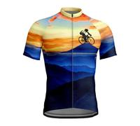 Mateju Cycling Jersey Mens, Road Cycle Bicycle Top, 3D Printing Mountain Bike Shirts Cycling Clothing, Breathable Quick Drying Men's Dirt Bike Shirts Motocross (Bluish Yellow,XXL)