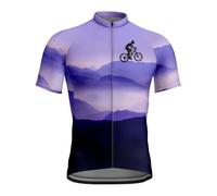 Mateju Cycling Jersey Mens, Road Cycle Bicycle Top, 3D Printing Mountain Bike Shirts Cycling Clothing, Breathable Quick Drying Men's Dirt Bike Shirts Motocross (Dark Purple,3XL)