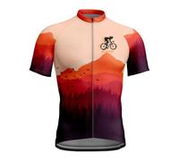 Mateju Cycling Jersey Mens, Road Cycle Bicycle Top, 3D Printing Mountain Bike Shirts Cycling Clothing, Breathable Quick Drying Men's Dirt Bike Shirts Motocross (Dark Orange,XXL)