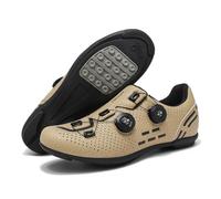 Mateju Cycling Shoes Mens and Women, Breathable Non-Slip No-Lock Indoor Bicycle Shoes, Outdoor Sports Riding Unisex Sneaker Rubber Sole Bike Sneaker (Khaki,3.5)