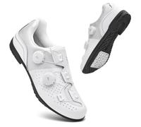 Mateju Cycling Shoes Mens and Women, Breathable Non-Slip No-Lock Indoor Bicycle Shoes, Outdoor Sports Riding Unisex Sneaker Rubber Sole Bike Sneaker -Model-A5 (White,12)