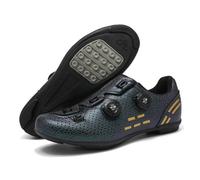 Mateju Cycling Shoes Mens and Women, Breathable Non-Slip No-Lock Indoor Bicycle Shoes, Outdoor Sports Riding Unisex Sneaker Rubber Sole Bike Sneaker (Black Green,4)