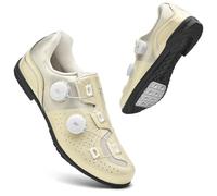 Mateju Cycling Shoes Mens and Women, Breathable Non-Slip No-Lock Indoor Bicycle Shoes, Outdoor Sports Riding Unisex Sneaker Rubber Sole Bike Sneaker -Model-A5 (Gold,7)