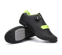 Mateju Cycling Shoes Mens and Women, Non-Slip No-Lock Indoor Bicycle Shoes, Unisex Breathable Sneaker Rubber Sole Bike Shoes, Outdoor Sports Riding Shoes Black Green