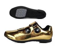 Mateju Cycling Shoes Mens Women, 5.5-11 UK Breathable Non-Slip No-Lock Indoor Bicycle Shoes, Unisex Sneaker Rubber Sole Bike Shoes, Outdoor Sports Riding Shoes (10,3338 Gold)