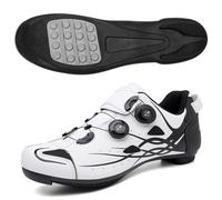 Mateju Cycling Shoes Mens Women, 5.5-11 UK Breathable Non-Slip No-Lock Indoor Bicycle Shoes, Unisex Sneaker Rubber Sole Bike Shoes, Outdoor Sports Riding Shoes (T398 White,6.5)