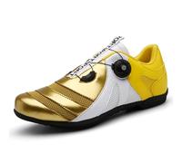 Mateju Cycling Shoes Mens Women, 5.5-11 UK Breathable Non-Slip No-Lock Indoor Bicycle Shoes, Unisex Sneaker Rubber Sole Bike Shoes, Outdoor Sports Riding Shoes (8.5,998 White Yellow)