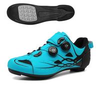 Mateju Cycling Shoes Mens Women, 5.5-11 UK Breathable Non-Slip No-Lock Indoor Bicycle Shoes, Unisex Sneaker Rubber Sole Bike Shoes, Outdoor Sports Riding Shoes (T398 Turquoise,9)