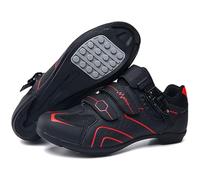 Mateju Cycling Shoes Mens Women, 5.5-11 UK Breathable Non-Slip No-Lock Indoor Bicycle Shoes, Unisex Sneaker Rubber Sole Bike Shoes, Outdoor Sports Riding Shoes (568 Red,6)