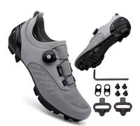 Mateju Cycling Shoes Mens Women, Road Bike and Mountain Bikes Shoes Compatible SPD Pedal Unisex Spin Bike Shoes Road Bike Breathable for Indoor Outdoor Smoke Grey