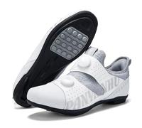 Mateju Cycling Shoes Women and Mens, Breathable Non-Slip No-Lock Indoor Bicycle Shoes, Outdoor Sports Riding Unisex Sneaker Rubber Sole Bike Sneaker (Light Gray,5.5)