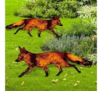 Mateju Decorative Garden Stakes Rusty Metal Silhouette Fox 2Pcs, Garden Ornaments Outdoor Novelty, Animal Shapes Standing Yard Signs for Yard Art Lawn Patio Plant Pot Backyard (Rust,50cm)