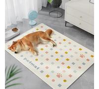 Mateju Dog Cooling Mat, Pet Cooling Mat No Gel, Modern Minimalist Reusable Washable Pet Cool Pad Self Cool Ice Silk Pad for Home Travel, for Dogs Cats in Hot Summer (Beige,50x70cm)